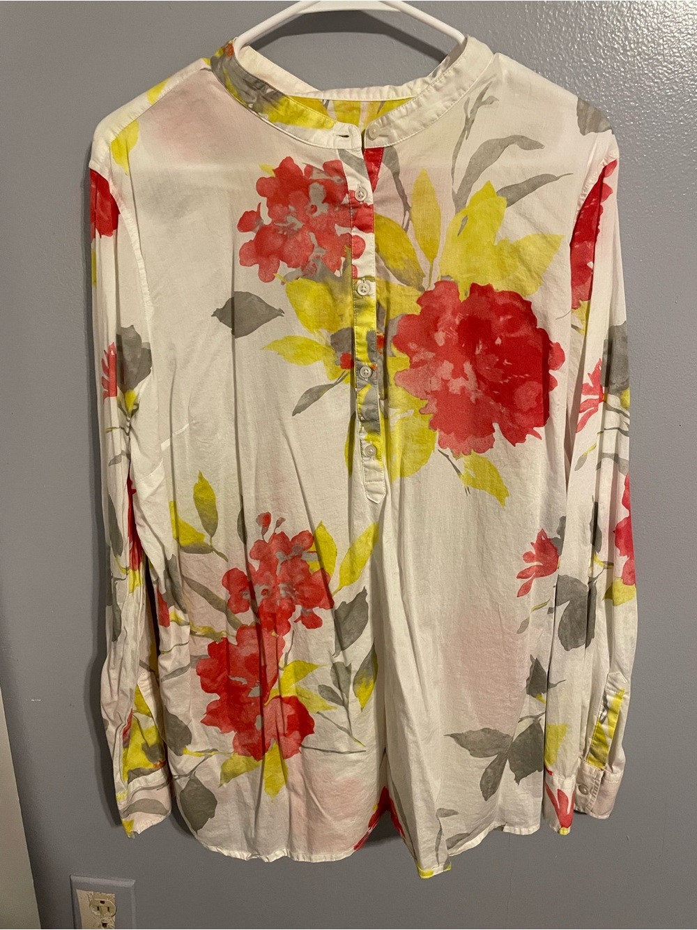 Talbots White Blouse with Floral Print